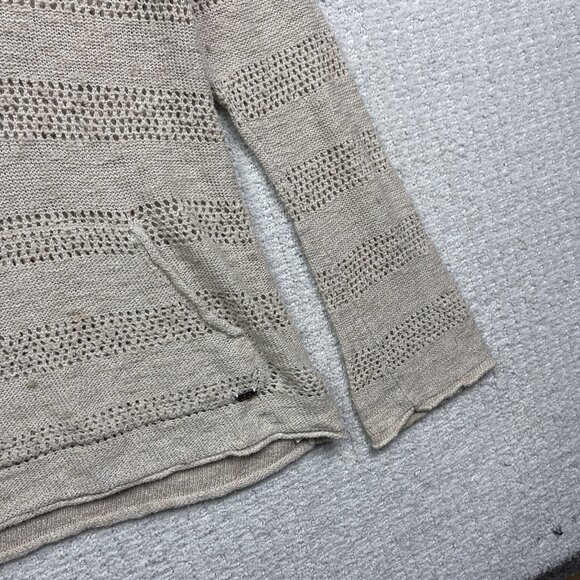 Roxy Hoodie Sweater Women M Cream V-neck Crochet Knit Boho Beach Surf Y2K - Picture 4 of 15